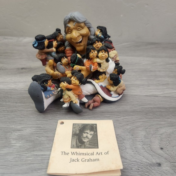 Jack Graham Storyteller Sculpture Native American Children Whimsical Art 1999